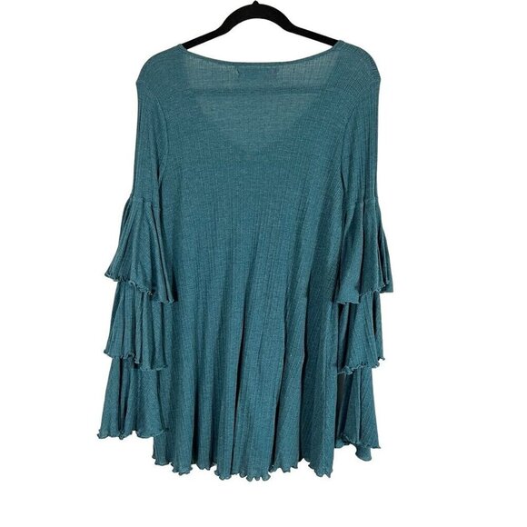 Free People Top Women XS Green Pullover Tiered Boho Peasant Hippie Cowgirl Retro - Picture 7 of 12